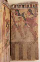 Die Campana-Plakette, Ein geflügelter Genie trägt eine Frau, begleitet von einem Bogenschützen, ca. 550-525 v. Chr. (Detail)